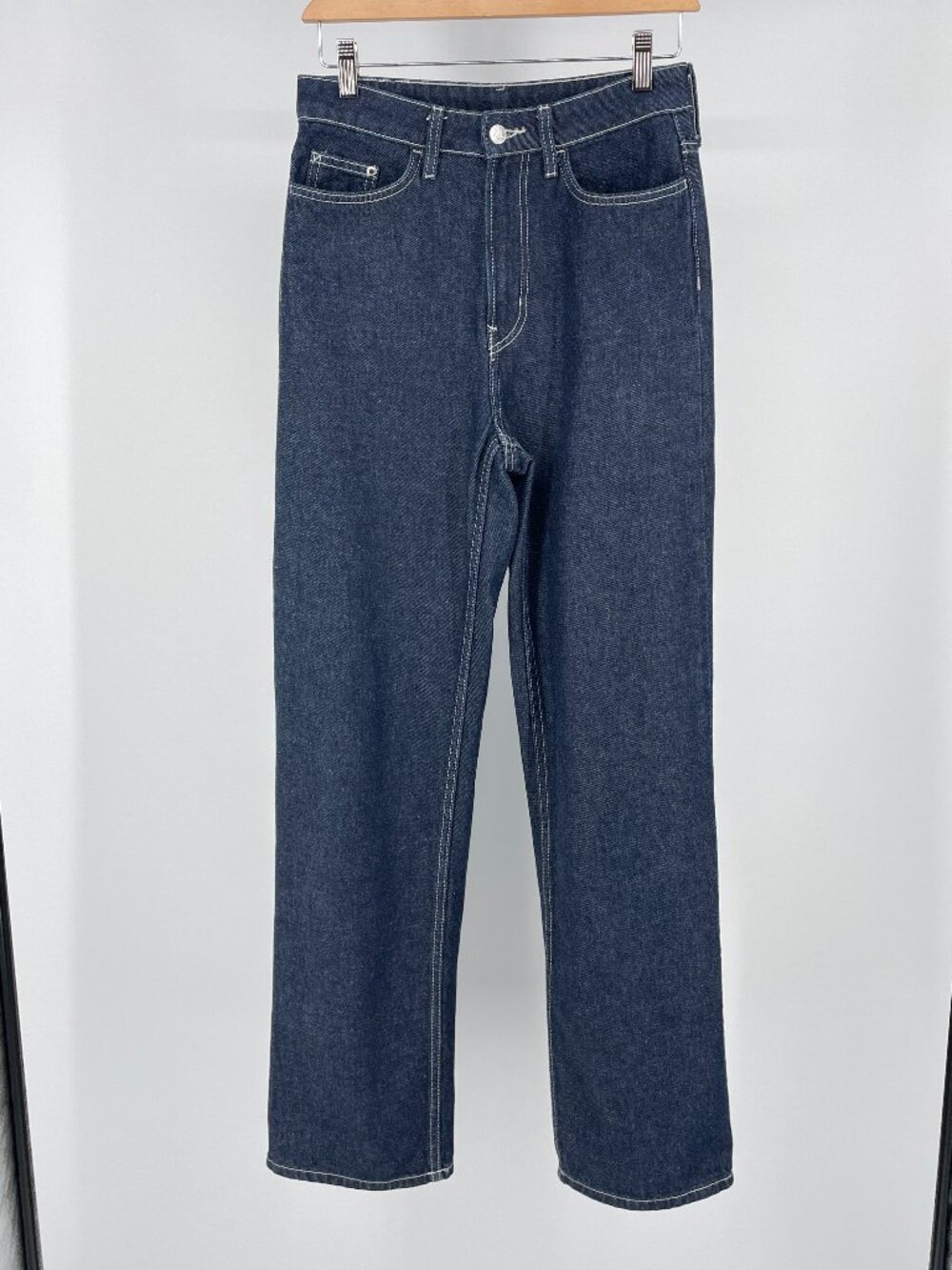 &Denim Wide Leg Ultra High Waist Jeans Size 4 Deep Indigo 100% Cotton